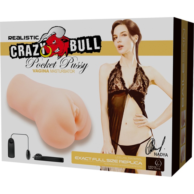 Телесный мастурбатор-вагина Rocket Pussy Nadya с вибрацией - Crazy Bull. Фотография 2.