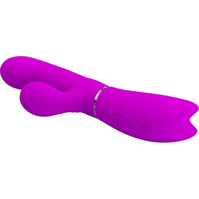 Лиловый вибратор-кролик с подвижной клиторальной щеточкой Clitoris Vibrator - 20,8 см - Pretty Love. Фотография 5.