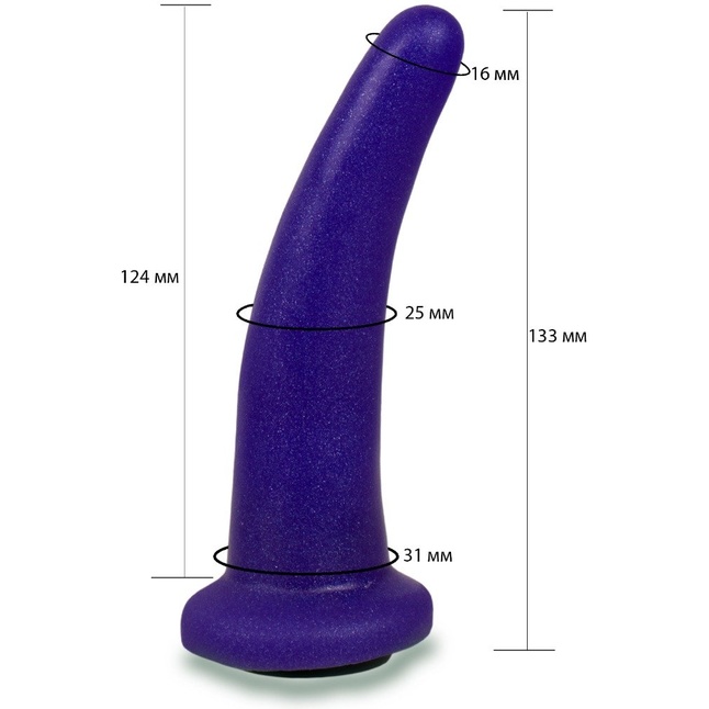 Фиолетовая гладкая изогнутая насадка-плаг - 13,3 см. Фотография 2.