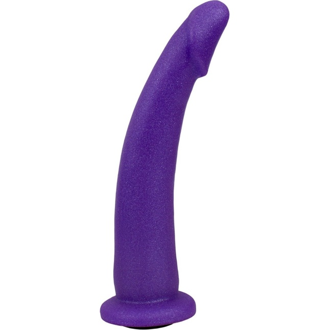 Фиолетовая гладкая изогнутая насадка-плаг - 20 см