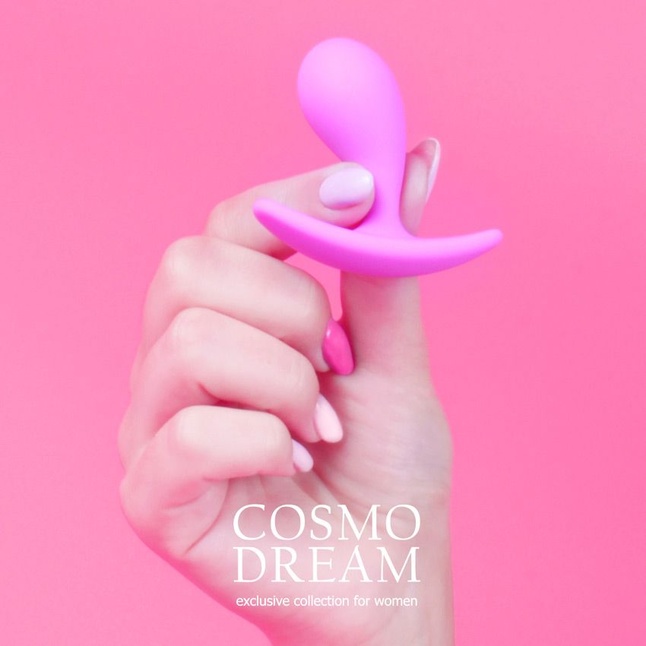 Розовая анальная втулка с ограничителем - 5,5 см - COSMO DREAM. Фотография 5.