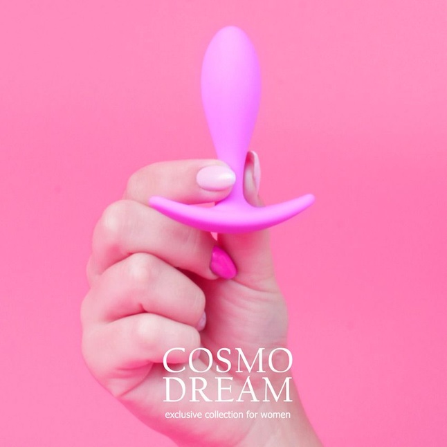 Розовая каплевидная анальная втулка с ограничителем - 7,4 см - COSMO DREAM. Фотография 5.