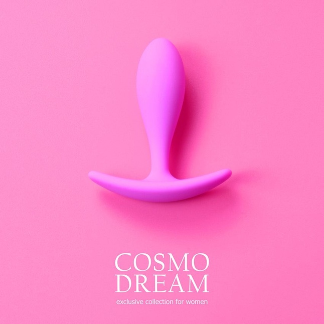 Розовая каплевидная анальная втулка с ограничителем - 7,4 см - COSMO DREAM. Фотография 6.
