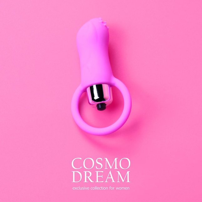 Розовый вибромассажер с рельефной поверхностью и петелькой - COSMO DREAM. Фотография 5.