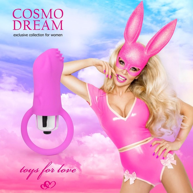 Розовый вибромассажер с рельефной поверхностью и петелькой - COSMO DREAM. Фотография 7.