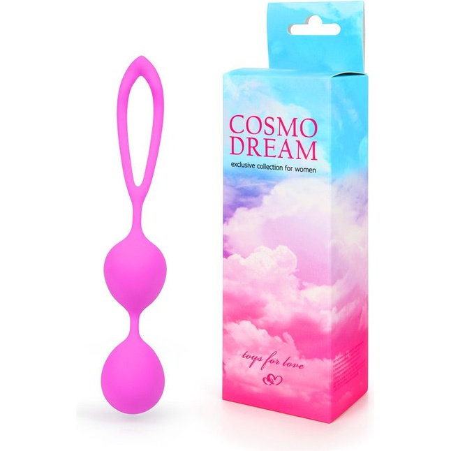 Розовые силиконовые вагинальные шарики с петлей - 17 см - COSMO DREAM. Фотография 2.