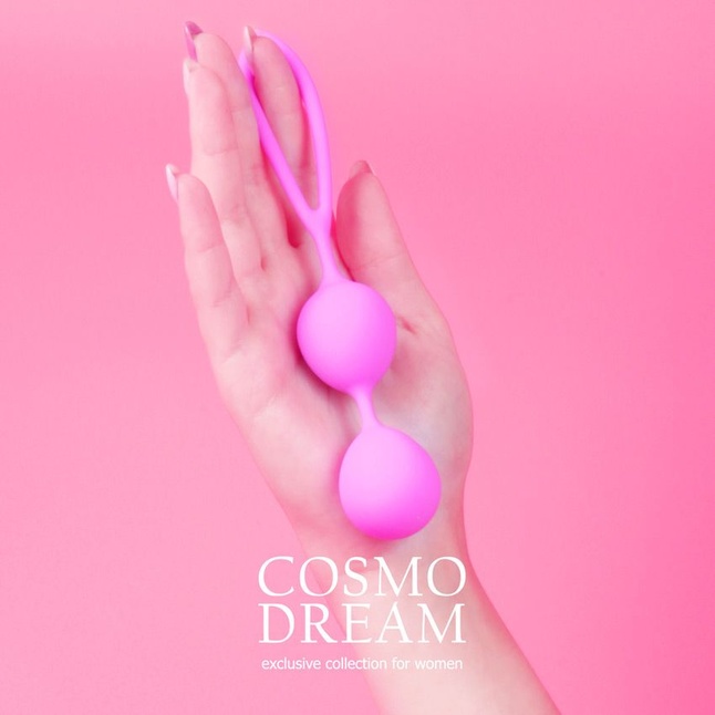 Розовые силиконовые вагинальные шарики с петлей - 17 см - COSMO DREAM. Фотография 5.
