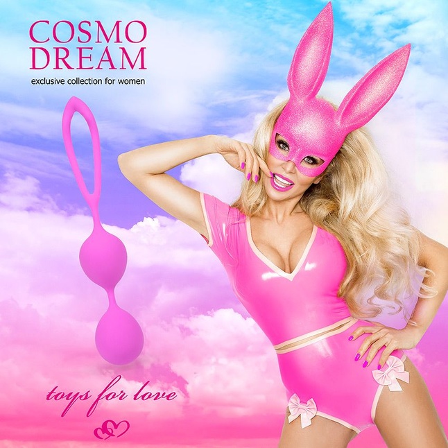 Розовые силиконовые вагинальные шарики с петлей - 17 см - COSMO DREAM. Фотография 7.