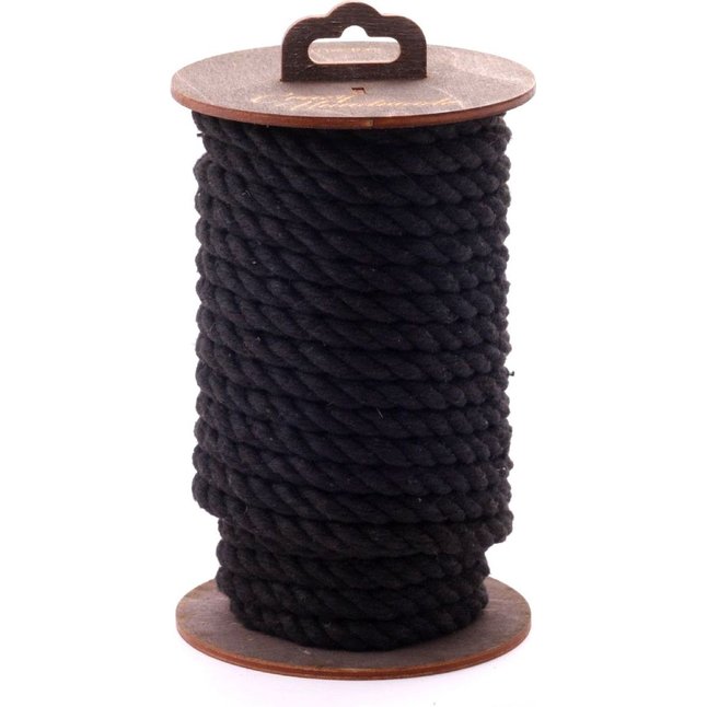 Черная хлопковая веревка для бондажа на катушке - 20 м