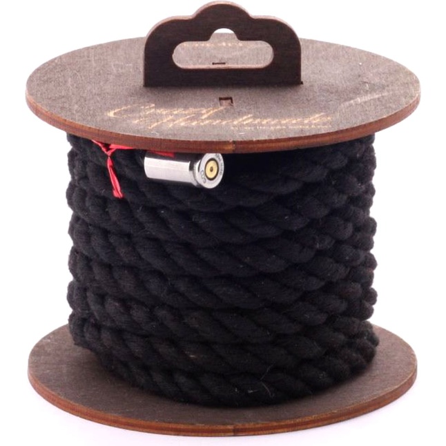 Черная хлопковая веревка для бондажа на катушке - 3 м