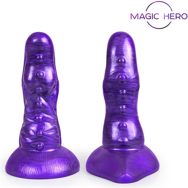 Фиолетовый фантазийный фаллоимитатор - 19 см - MAGIC HERO. Фотография 4.