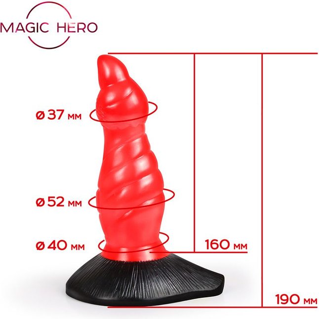 Красно-черный фантазийный фаллоимитатор - 19 см - MAGIC HERO. Фотография 5.