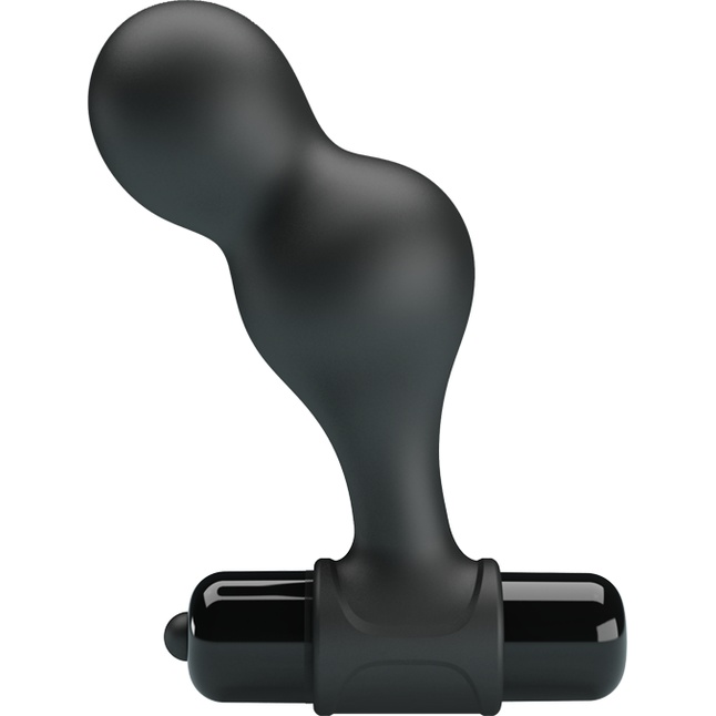Черная анальная пробка с вибрацией Silicone Vibrating Anal Plug - 10 см - Mr.Play