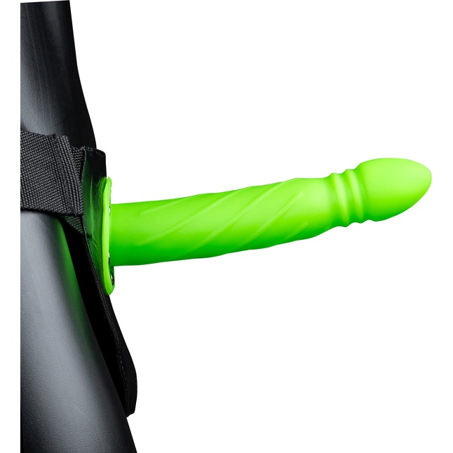 Зеленый страпон-фаллопротез со спиралевидной фактурой - 20,6 см - Ouch!. Фотография 3.