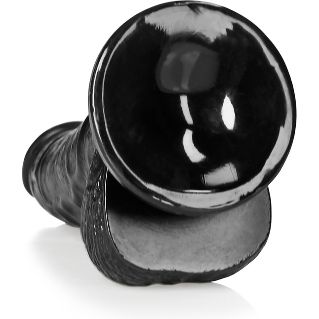 Черный фаллоимитатор Curved Realistic Dildo Balls Suction Cup 6 - 15,5 см - RealRock. Фотография 4.