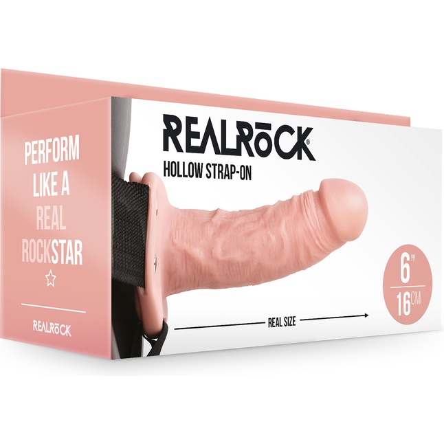 Телесный реалистичный страпон-фаллопротез - 18,5 см - RealRock. Фотография 8.