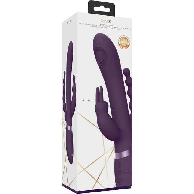 Фиолетовый анально-вагинальный вибромассажер Rini - 22,3 см - Vive. Фотография 2.
