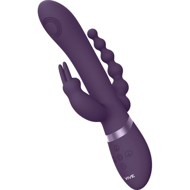 Фиолетовый анально-вагинальный вибромассажер Rini - 22,3 см - Vive. Фотография 6.