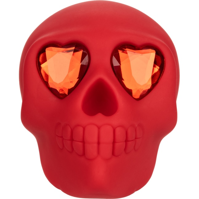 Красный вибромассажер в форме черепа Bone Head Handheld Massager - Naughty Bits. Фотография 6.