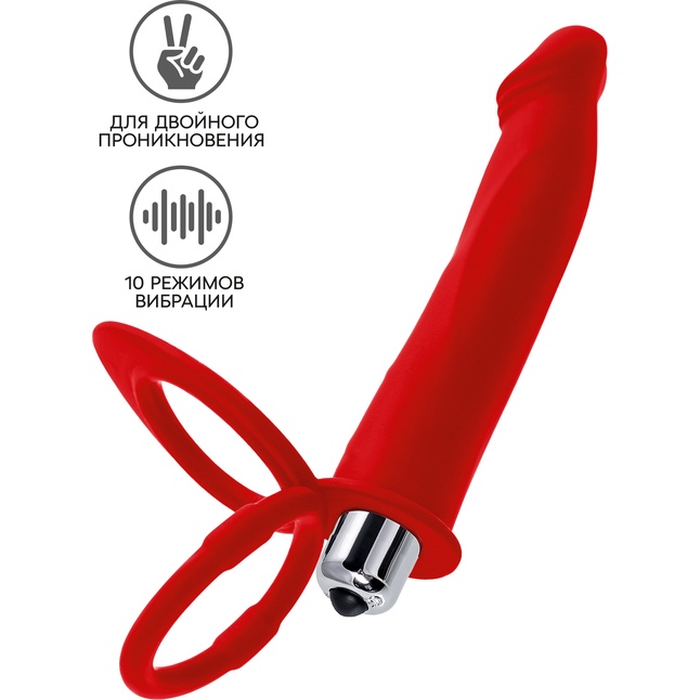 Красная насадка на пенис для двойного проникновения - 19 см - Black Red. Фотография 4.