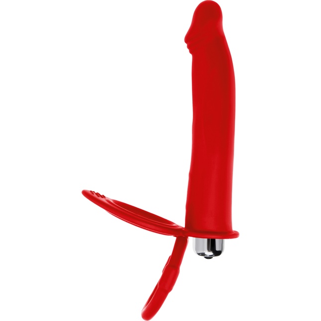 Красная насадка на пенис для двойного проникновения - 19 см - Black Red. Фотография 5.