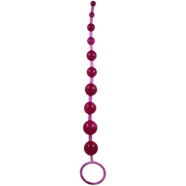 Ярко-розовая анальная цепочка Beads of Pleasure - 30 см. Фотография 3.