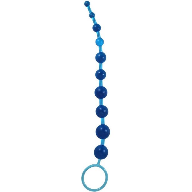 Голубая анальная цепочка Beads of Pleasure - 30 см. Фотография 3.