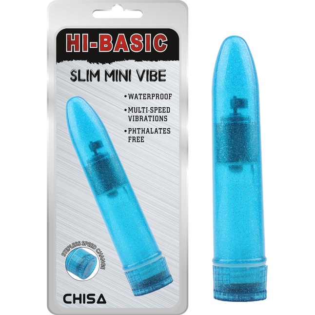 Голубой мини-вибратор Slim Mini Vibe - 13,2 см - Hi-Basic. Фотография 2.