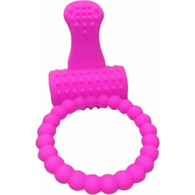 Розовое силиконовое эрекционное кольцо с вибрацией и язычком. Фотография 2.