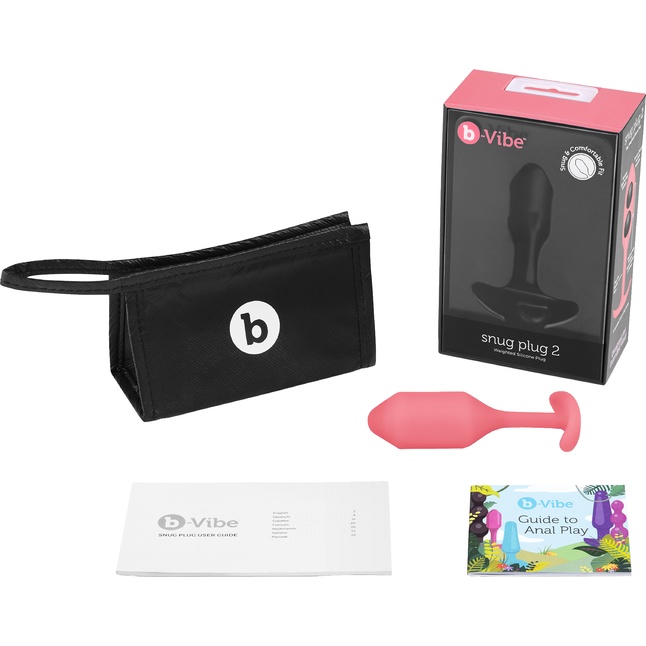 Розовая пробка для ношения B-vibe Snug Plug 2 - 11,4 см. Фотография 5.