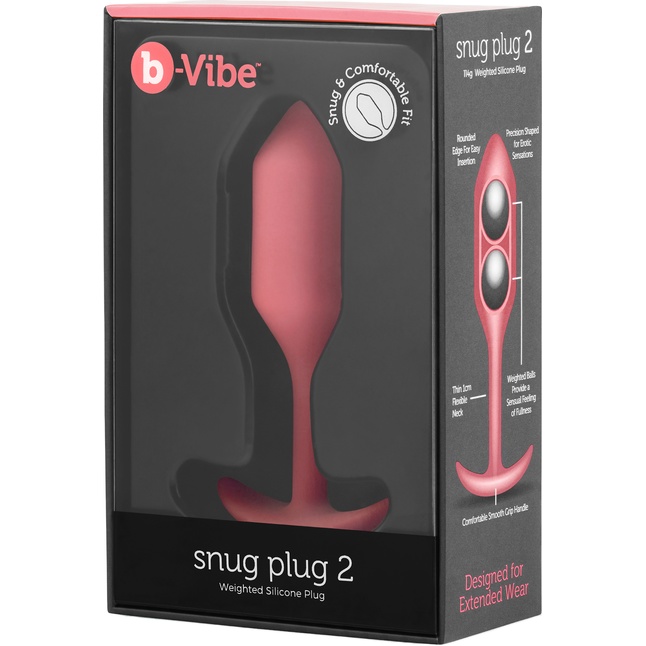 Розовая пробка для ношения B-vibe Snug Plug 2 - 11,4 см. Фотография 6.
