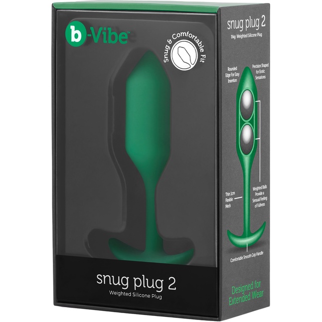 Зеленая пробка для ношения B-vibe Snug Plug 2 - 11,4 см. Фотография 6.