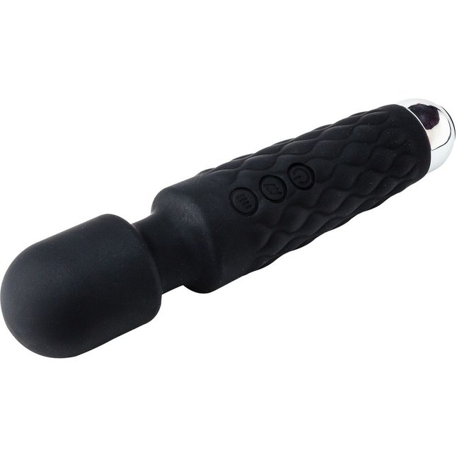 Черный перезаряжаемый wand-вибратор - 20,5 см - Devi toy. Фотография 5.