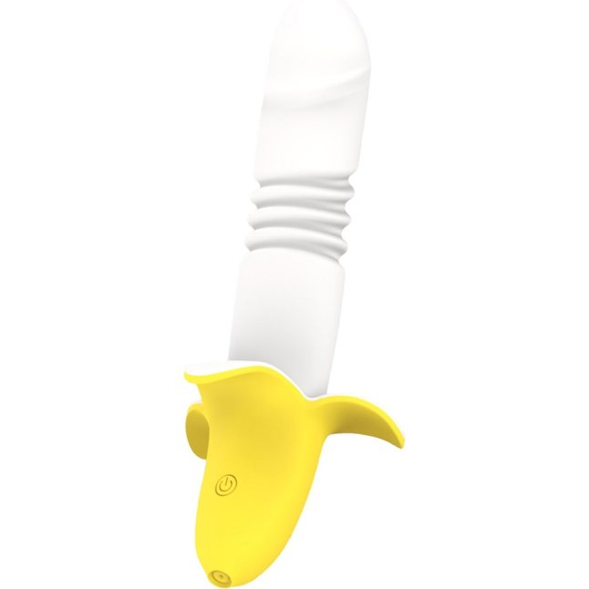 Мощный стимулятор в форме банана с возвратно-поступательными движениями Banana - 19,3 см - Devi toy