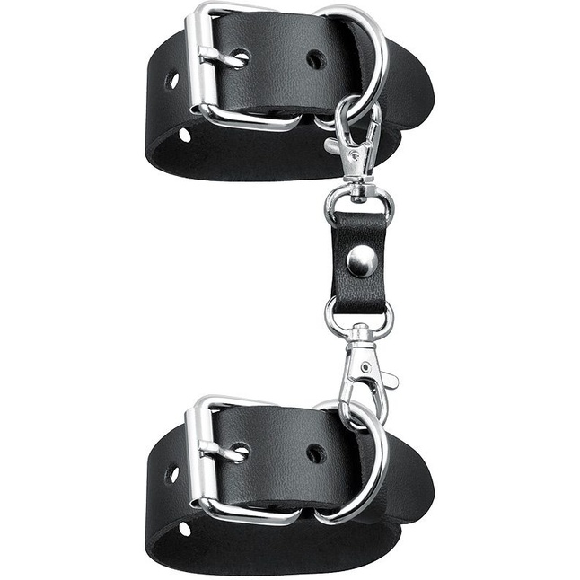 Черные кожаные наручники на застежках - NOTABU REAL LEATHER
