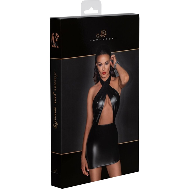 Мини-платье с завязками на шее Powerwetlook halter mini-dress with neck wrap. Фотография 7.