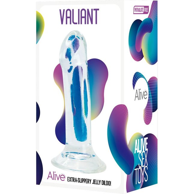 Прозрачный фаллоимитатор на присоске Valiant Jelly Dildo - 18 см - Alive. Фотография 3.