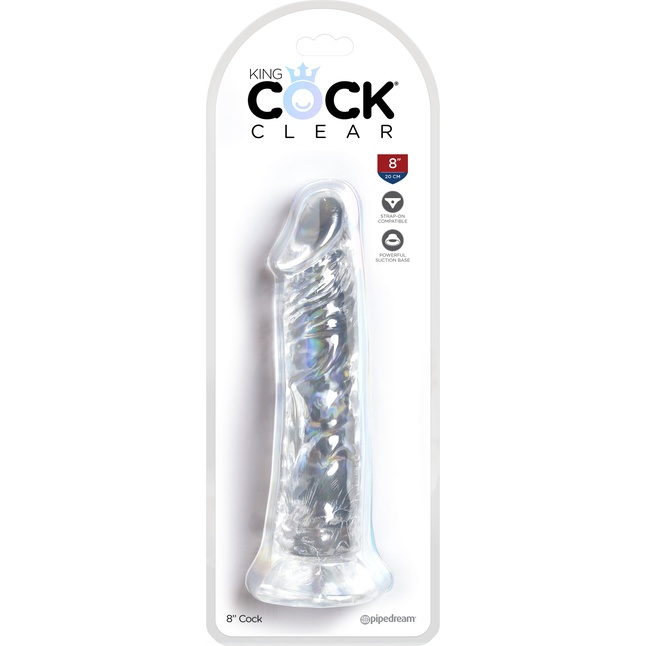 Прозрачный фаллоимитатор 8 Inch Dildo - 21,8 см - King Cock Clear. Фотография 2.