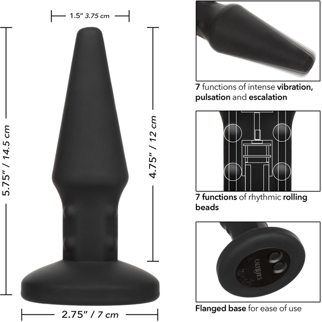 Черная анальная вибропробка с массажем бусинами Bionic Beaded Rimming Probe - 14,5 см - Bionic. Фотография 4.
