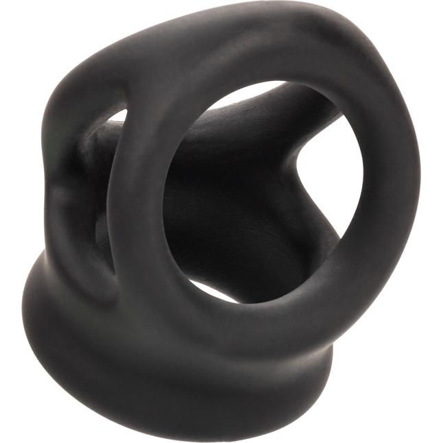 Черное тройное эрекционное кольцо Alpha Liquid Silicone Dual Cage Ring - Alpha