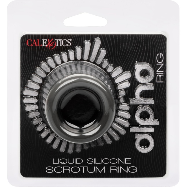 Серое эрекционное кольцо для мошонки Alpha Liquid Silicone Scrotum Ring - Alpha. Фотография 11.