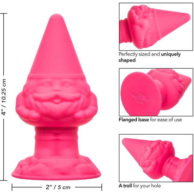 Розовая анальная пробка в форме гнома Anal Gnome - Naughty Bits. Фотография 4.