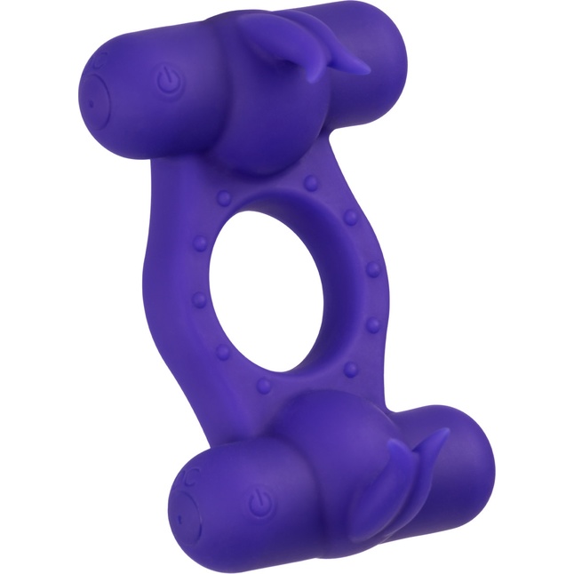 Фиолетовое эрекционное виброкольцо с двумя моторами Silicone Rechargeable Triple Orgasm Enhancer - Couples Enhancers. Фотография 6.
