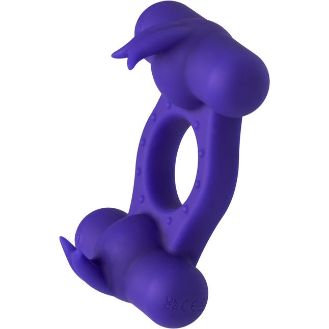 Фиолетовое эрекционное виброкольцо с двумя моторами Silicone Rechargeable Triple Orgasm Enhancer - Couples Enhancers