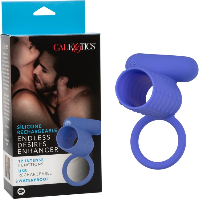 Синее эрекционное виброкольцо Silicone Rechargeable Endless Desires Enhancer - Couples Enhancers. Фотография 2.