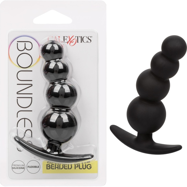 Черная анальная ёлочка для ношения Beaded Plug - 9 см - Boundless. Фотография 2.