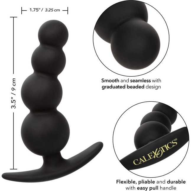 Черная анальная ёлочка для ношения Beaded Plug - 9 см - Boundless. Фотография 4.