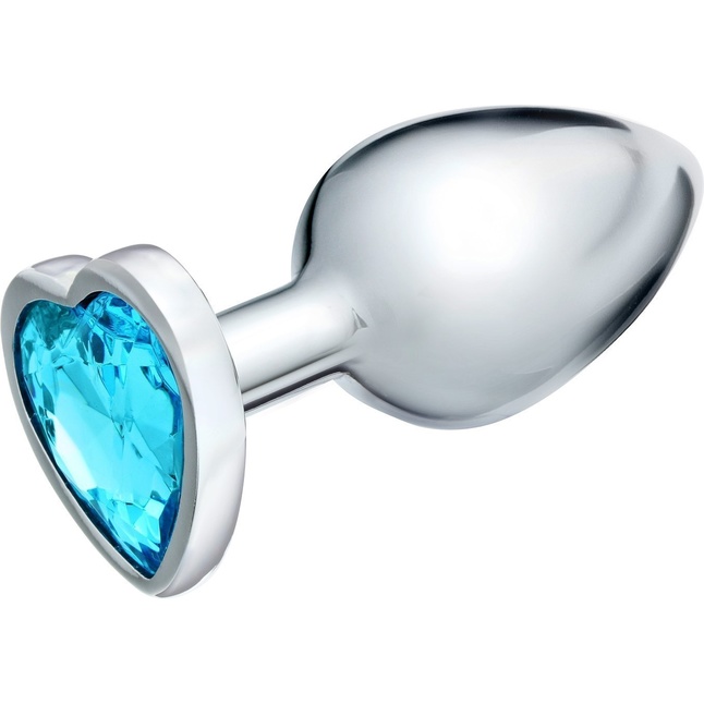 Серебристая анальная пробка с голубым кристаллом - 8 см - Оки-Чпоки. Фотография 2.