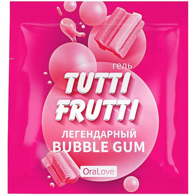 Саше гель-смазки Tutti-frutti со вкусом бабл-гам - 4 гр - Одноразовая упаковка