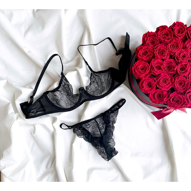 Кружевной комплект 2 Piece Floral Lace Underwire Sexy Set. Фотография 9.